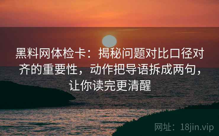 黑料网体检卡：揭秘问题对比口径对齐的重要性，动作把导语拆成两句，让你读完更清醒