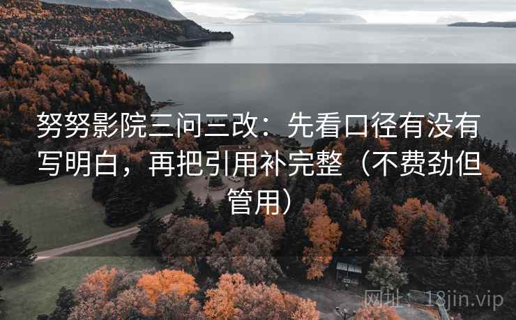 努努影院三问三改：先看口径有没有写明白，再把引用补完整（不费劲但管用）